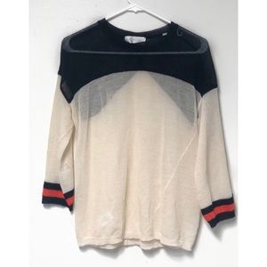 A.L.C. 100% Wool Color Black Sheer Sweater